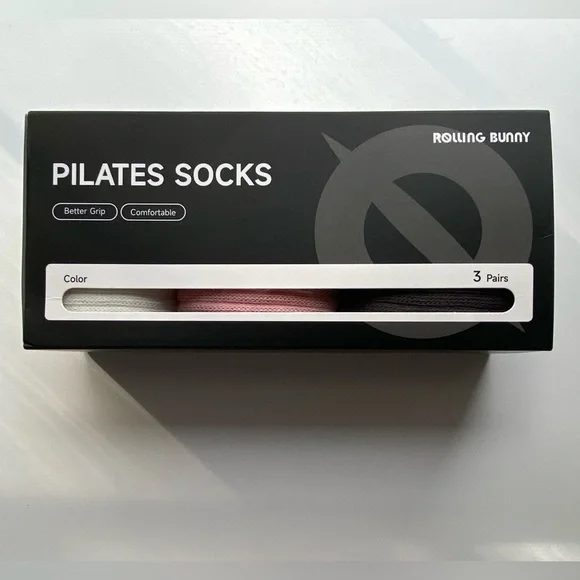 Rolling Bunny Pilates Socks, Barre Yoga Socks 3 Pairs Premium Cotton-Blend Socks - Picture 12 of 13